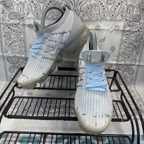 Nike Air VaporMax Flyknit 3 Grey Running Shoes Sneakers Women's Size 5.5 custom - Picture 2 of 10